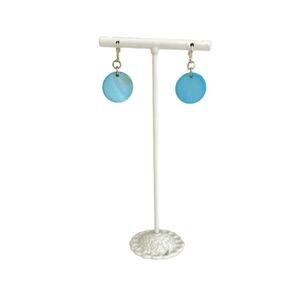 Vintage Mod Aqua Drop Earrings Silver Hook Closure
